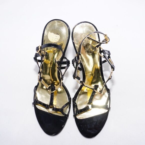 Guess by Marciano Black and Gold Strappy Heels, Size 7 - Picture 10 of 11